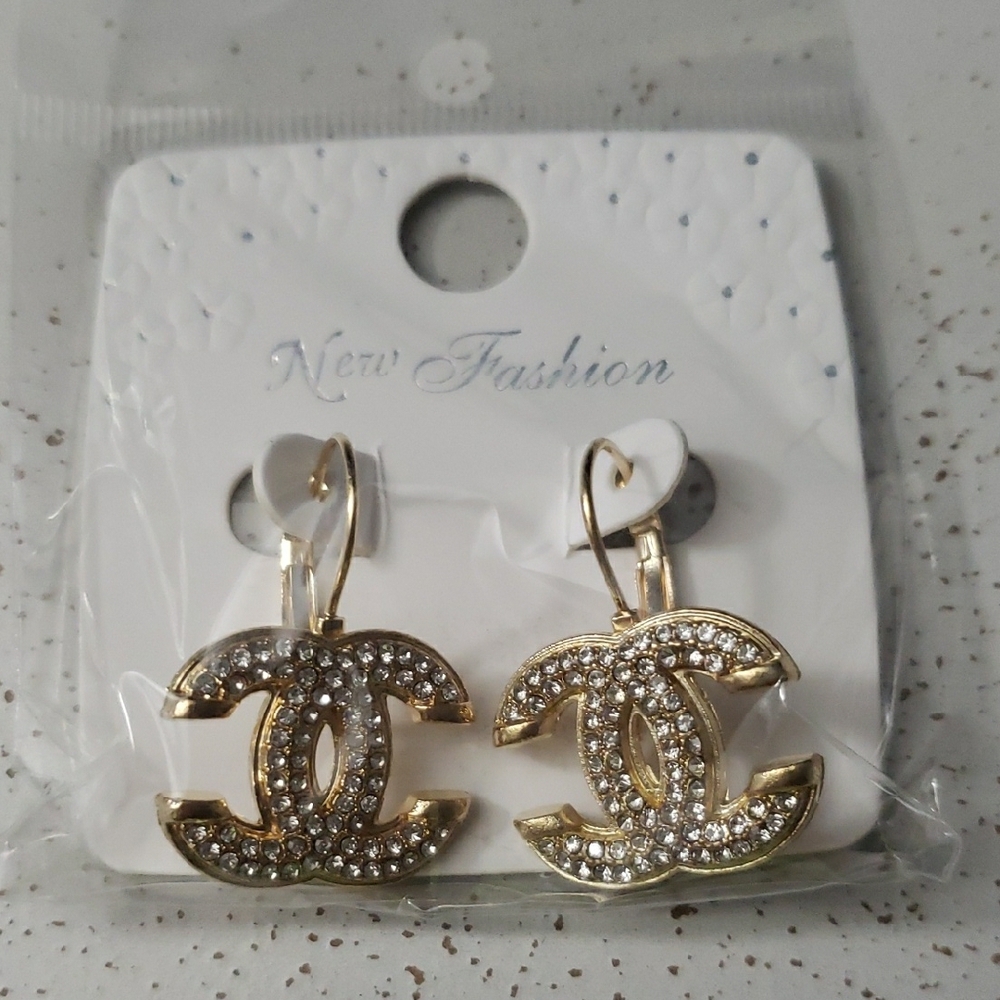Gold and Silver Crystal Earrings